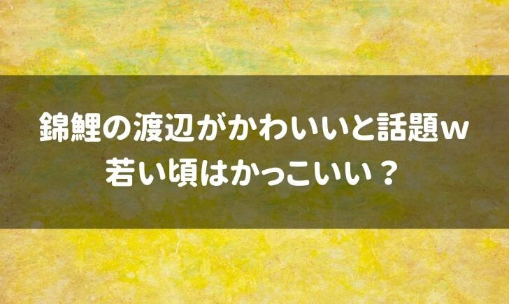 錦鯉の渡辺がかわいいと話題ｗ若い頃の画像はかっこいい テレビっ子は今日もゆく